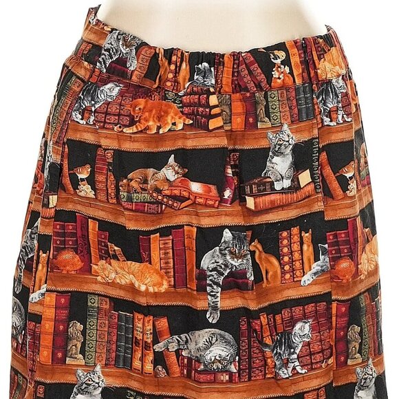 Retrolicious Cats on Bookshelves Skirt - Picture 2 of 5